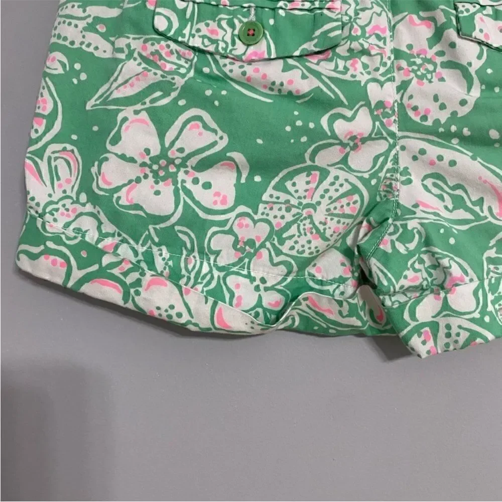 Lilly Pulitzer Barclay Green and Pink Short Women Size 0